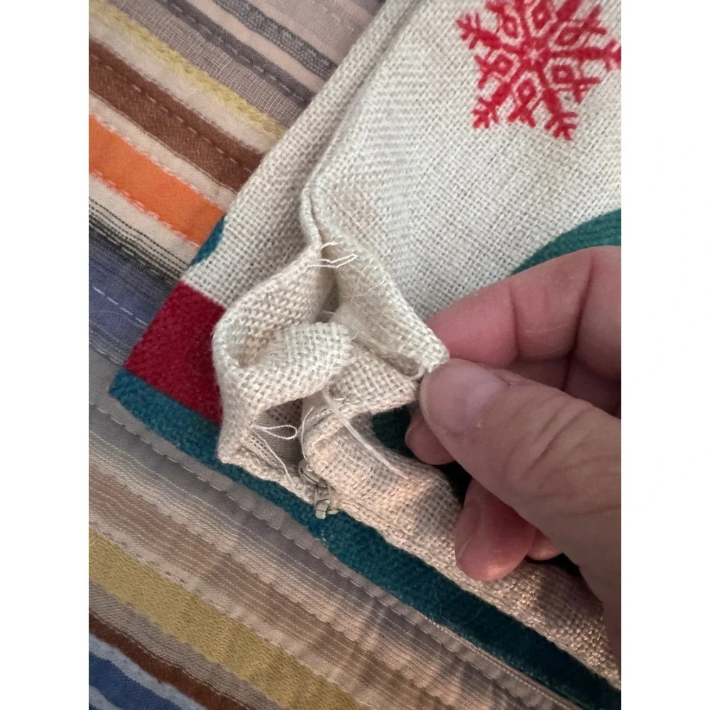Set of 4 Christmas Pillow Covers 18x18 Rustic Linen Holiday Decor Red Green